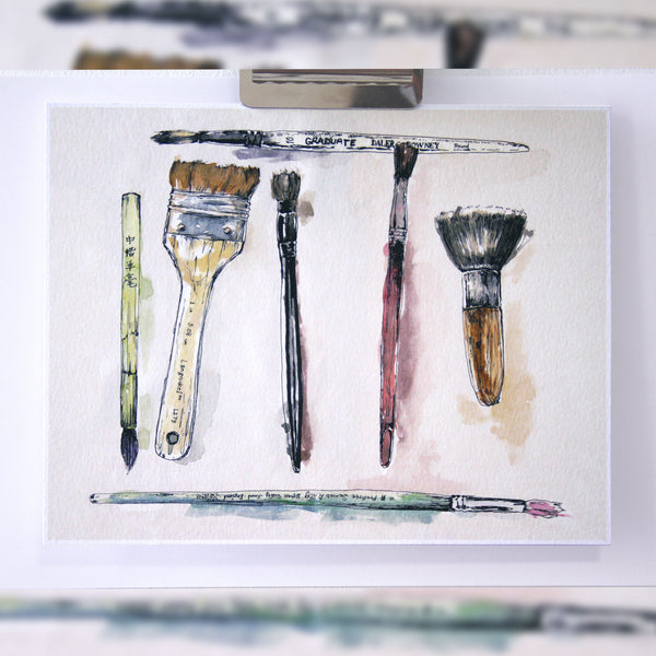 Paint Brush Watercolour / Artist Tools / Gift for Artists - 300gsm Fine Art Print