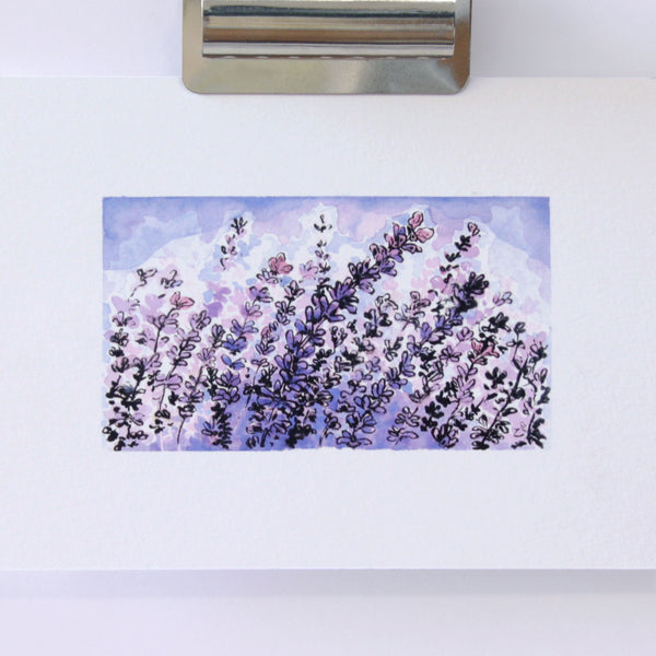 Lavender Watercolour / Floral Art / Lavender Field - 300gsm Fine Art Print