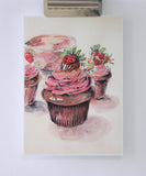 Strawberry Chocolate Cupcakes Watercolour / Home Kitchen and Dining Decor / Foodie Gift - 300gsm Fine Art Print